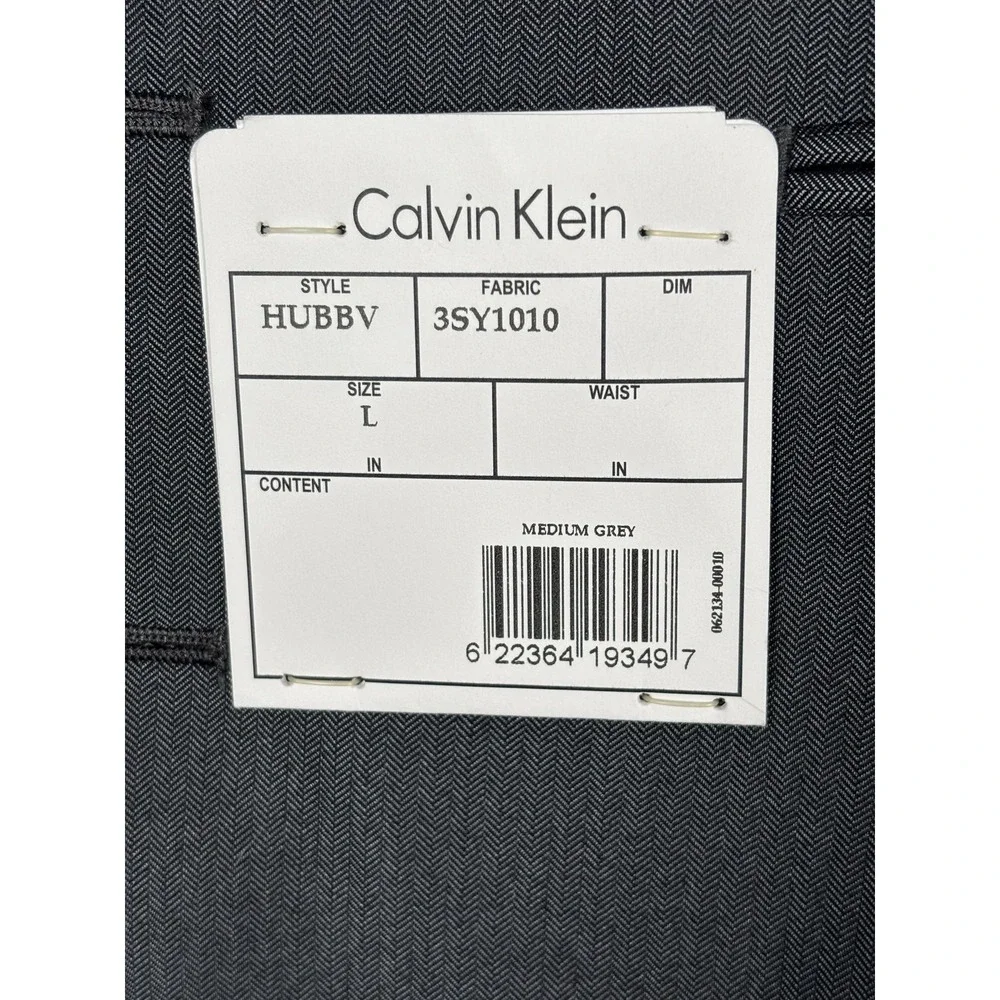 Calvin Klein Suit Vest Mens Large Gray Herringbone Belted 2 Piece Formal Wedding